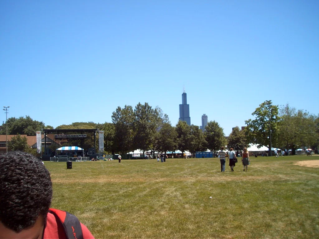 Union Park in Chicago with the downtown skyline behind it