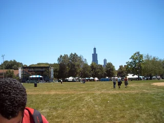 Union Park in Chicago with the downtown skyline behind it