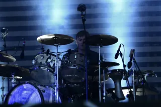 Massive Attack performing on stage at the Eurockéennes festival