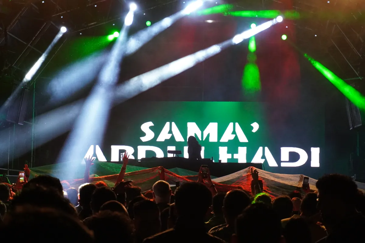 Sama' Abdulhadi DJing at the Festival Internacional Cervantino in Guanajuato, Mexico, in 2025