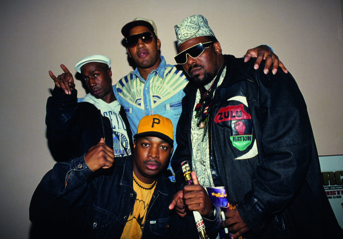 Grandmaster Flash, DJ Kool Herc, Afrika Bambaataa and Chuck D together at Columbia University
