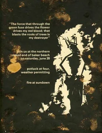Poster for the 1987 Burning Man on Baker Beach, San Francisco
