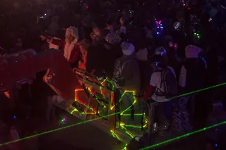 The Robot Heart art car on the playa at Burning Man