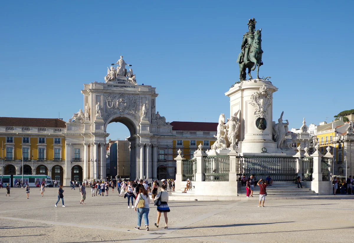 Praça do Comércio, Lisbon's riverside square, seen from ground level