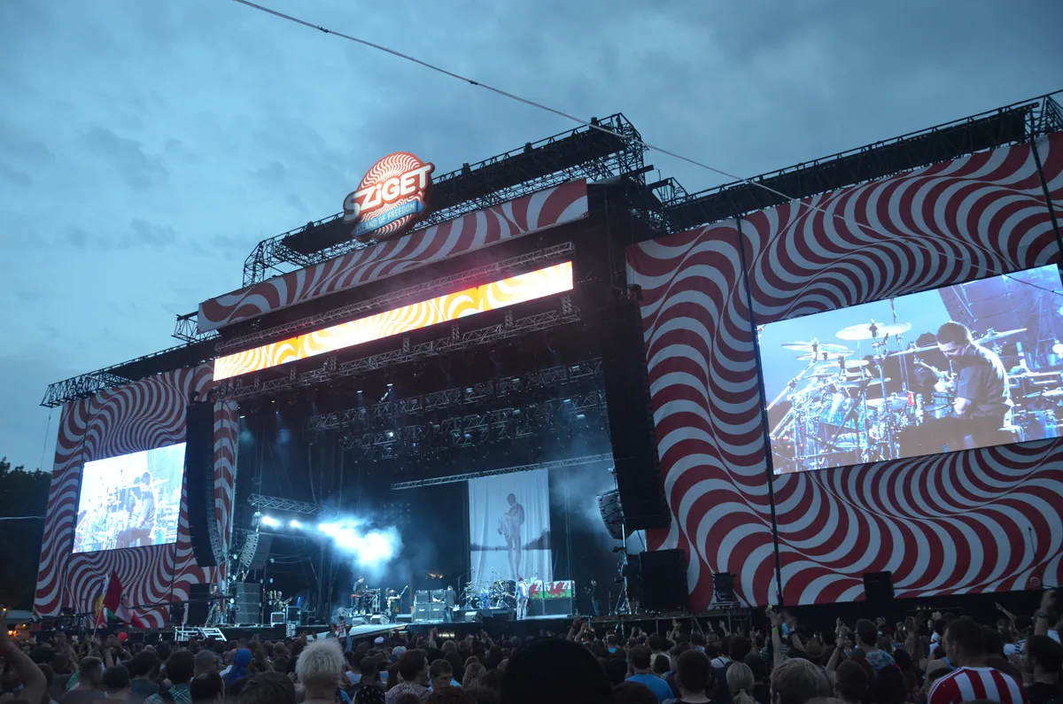 Crowd facing the main stage at Sziget Festival in 2014