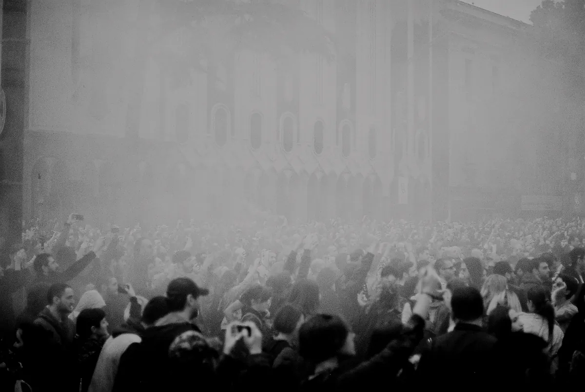 Protesters in Tbilisi against the government's drug policy and the police raid on nightclubs