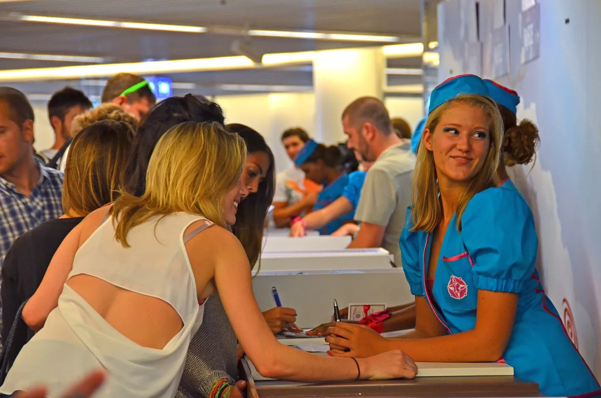 Brussels Airport arrivals hall decorated for Tomorrowland visitors in 2013