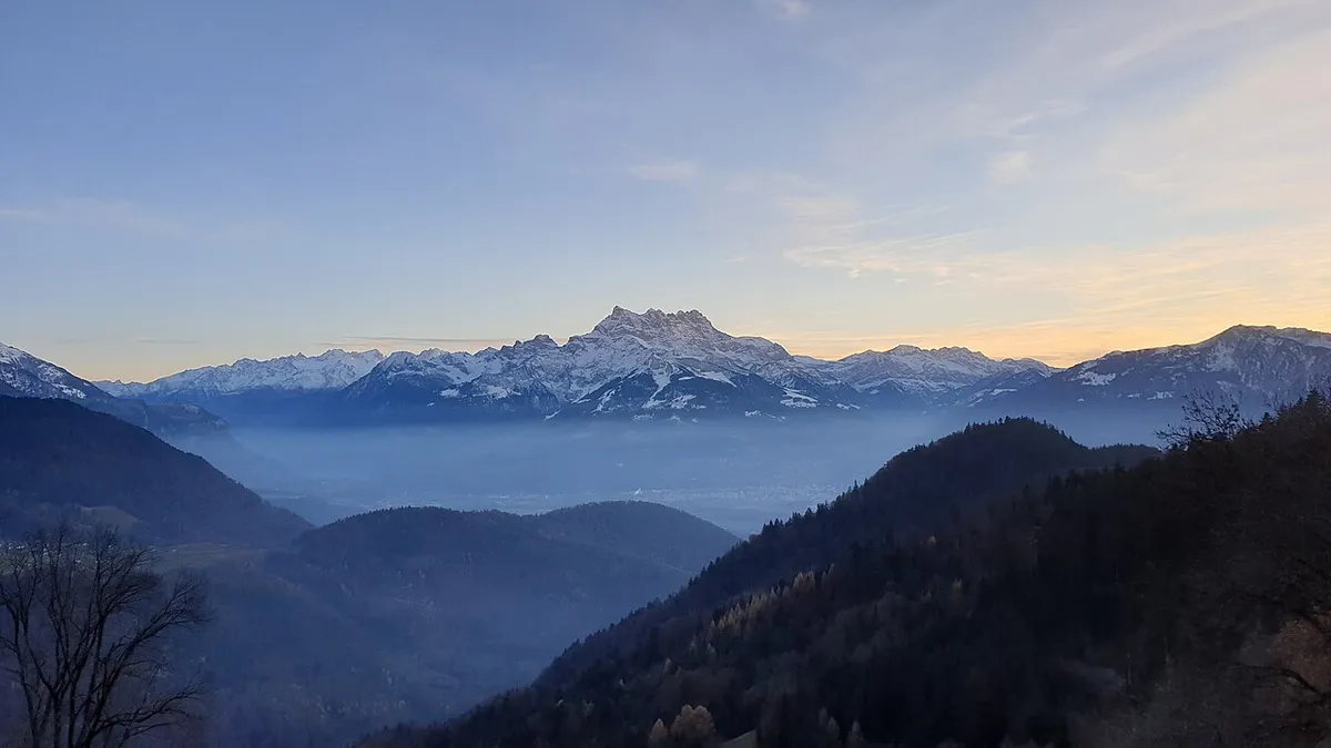 Leysin, Switzerland, at twilight